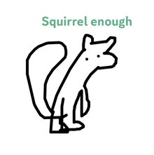 a black and white drawing of a squirrel with the words squirrel enough below it