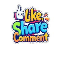 a colorful logo for like share comment with a thumbs up