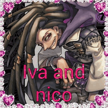 a drawing of a man with dreadlocks and the words iva and nico