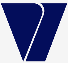 a blue triangle with a white line on the side