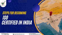 steps for becoming iso certified in india with a map of india