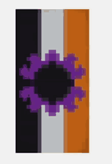 a pixel art of a black purple and orange flag with a black hole in the middle