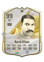 a card for ayub khan has a picture of him on it