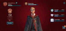 a screenshot of a harry potter game shows julian edelman as 1st gryffindor