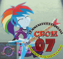 rainbow dash from my little pony is playing a guitar on the cover of crom 07