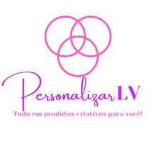 a pink and purple logo that says personalizar lv tudo em produtos criativos para você