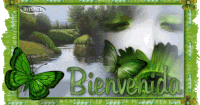 a picture of a river with the words bienvenido in green letters