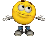 a yellow smiley face with arms and legs wearing sneakers