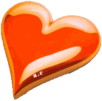 an orange heart with the letters a and c on it