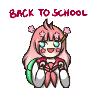 a cartoon girl with flowers in her hair and the words back to school