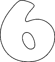 a black and white drawing of the number six