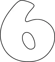 a black and white drawing of the number six