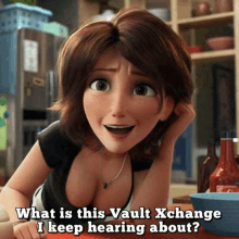 a cartoon character asking what is this vault exchange i keep hearing about