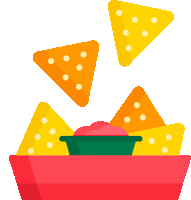 a red bowl filled with tortilla chips and a green bowl of salsa