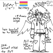 a black and white drawing of a person with wings and the word heart on the bottom