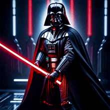 darth vader is holding a red lightsaber with the number 10 on it