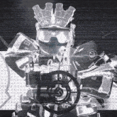 a black and white image of a soldier with a target in the background