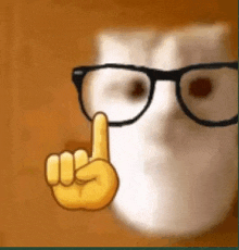 a cartoon cat wearing glasses is giving a thumbs up .