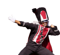 a man in a marching band uniform with the word gamu on it