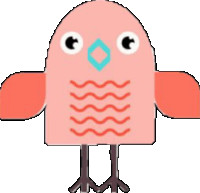 a pink bird with red wings and a blue beak is standing on a white background .