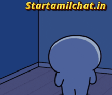 a cartoon character is standing in a dark room with the words startamilchat.in above him
