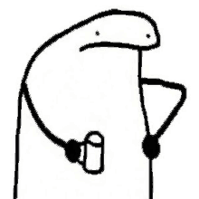 a black and white drawing of a stick figure holding a microphone and a cup .