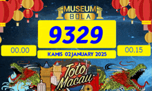 a poster for museum bola with the number 9329 on it