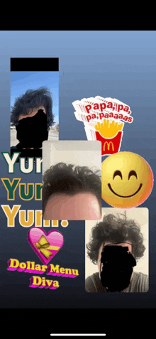 a collage of pictures with the words dollar menu diva at the top