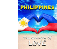 a poster that says philippines the country of love with two hands making a heart shape