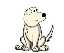 a cartoon dog is sitting down and looking up at the sky