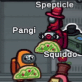 among us characters including pangi spepticle squiddo and pandi