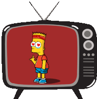 bart simpson wearing a crown and heart shaped eyes is standing in front of a tv