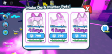 a screen that says make dark matter pets