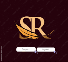 a logo with the letter sr and a feather on it