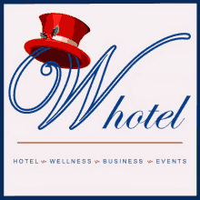 a logo for w hotel with a red top hat