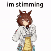 a cartoon of a girl with a horse 's head and the words im stimming below her