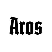 a black and white logo that says aros on it