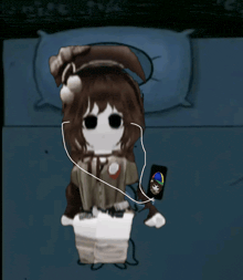 a cartoon character wearing headphones and a hat