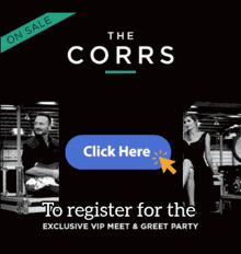 an advertisement for the corrs shows a man and a woman