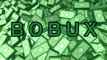 a pile of green bills with the word bobux written on them