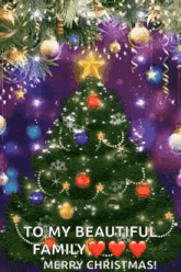 a christmas tree with a star on top of it and a purple background .