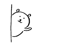 a black and white drawing of a bear peeking around a wall .