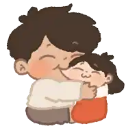 a cartoon drawing of a man holding a child