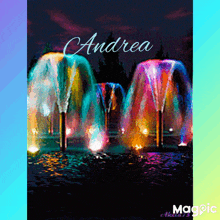 a picture of a fountain with the name andrea