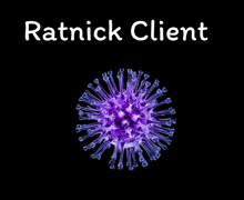 a picture of a purple virus with the name ratnick client above it