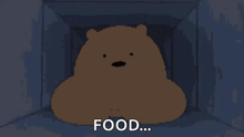 a cartoon bear is sitting in a box with the words food above it
