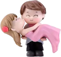 a figurine of a boy carrying a girl in his arms