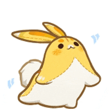 a yellow and white cartoon rabbit with a star on its face .