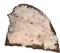 a slice of bread with a white spread on top