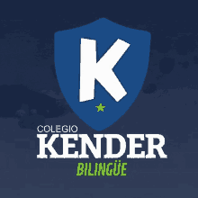 a logo for colegio kender bilingue with a blue shield